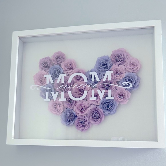 Handmade mom/nana frame with paper flower heart- customizable - Picture 1 of 3